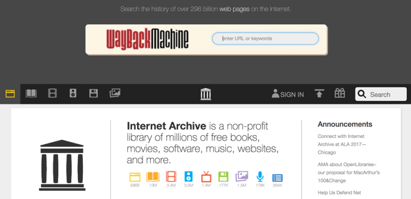 Webbplatser som Way Back Machine kan fånga innehåll från sociala mediasidor som sökmotorer indexerar.