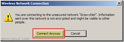 Windows XP trådlöst nätverksanslutning osäker nätverksvarning:: groovyPost.com