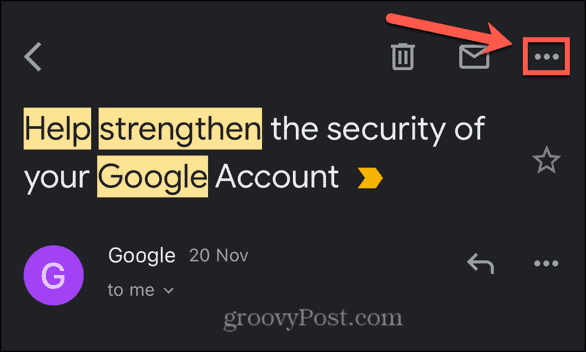 Gmail-ikonen med tre punkter