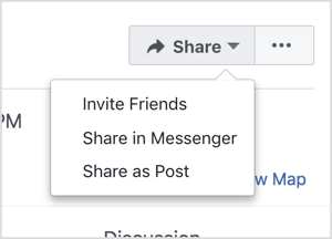 Marknadsför ditt Facebook-evenemang genom att bjuda in vänner och dela det via Messenger och som ett inlägg.