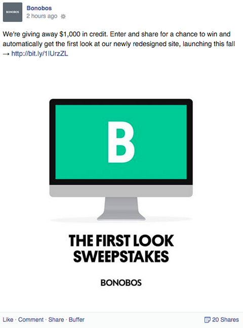bonobos-kampanj med e-postinmatning