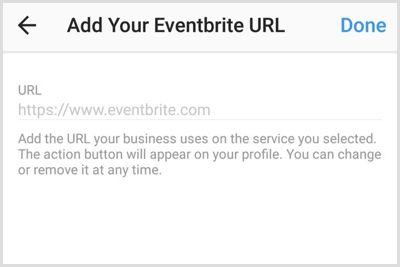 Lägg till URL för konto eller sida i tredjepartsapp