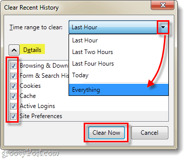 Firefox 4 rensar historiken allt alla detaljer