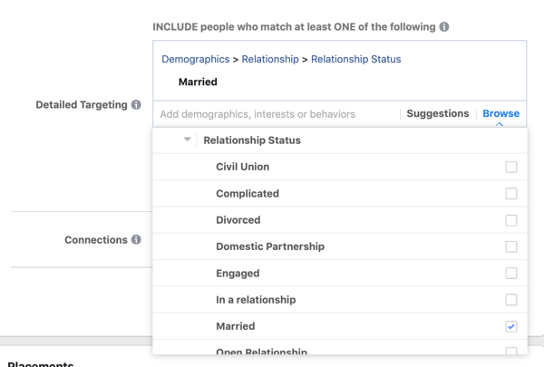 Demografiska inriktningsalternativ för en Facebook-annonskampanj.