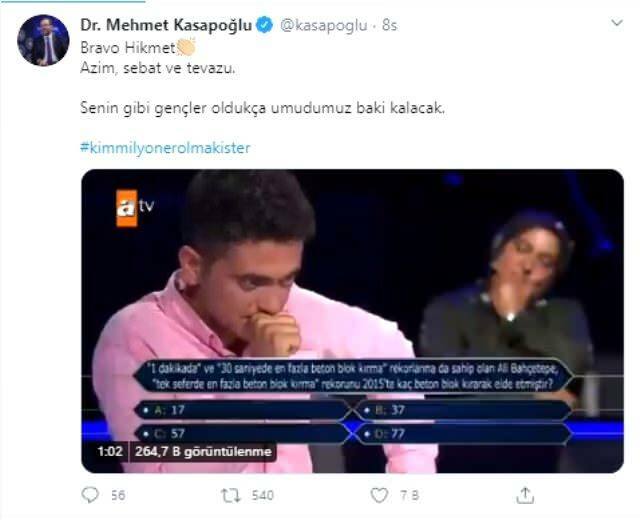 delning av minister mehmet kasapoğlu