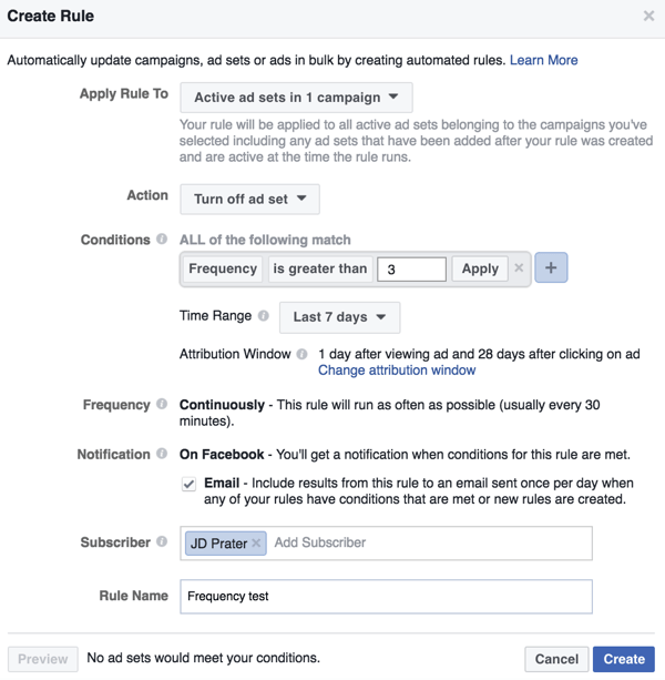Skapa en automatiserad Facebook-regel i Power Editor.
