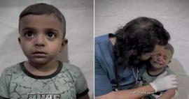 Så här försökte läkaren lugna det palestinska barnet som skakade av rädsla under den israeliska attacken
