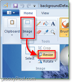 ändra storlek på bilden i Windows 7 måla genom att klicka på bilden och sedan ändra storlek