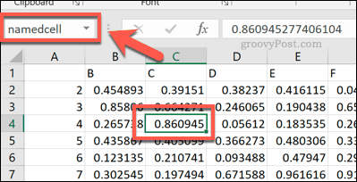 En namngiven cellreferens i Excel