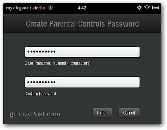 Skapa lösenord för föräldrakontroll