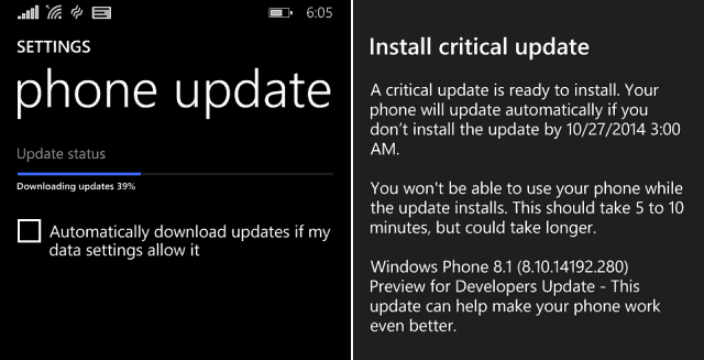 Windows Phone 8.1 Kritisk uppdatering i förhandsgranskning för utvecklarprogram tillgängligt nu