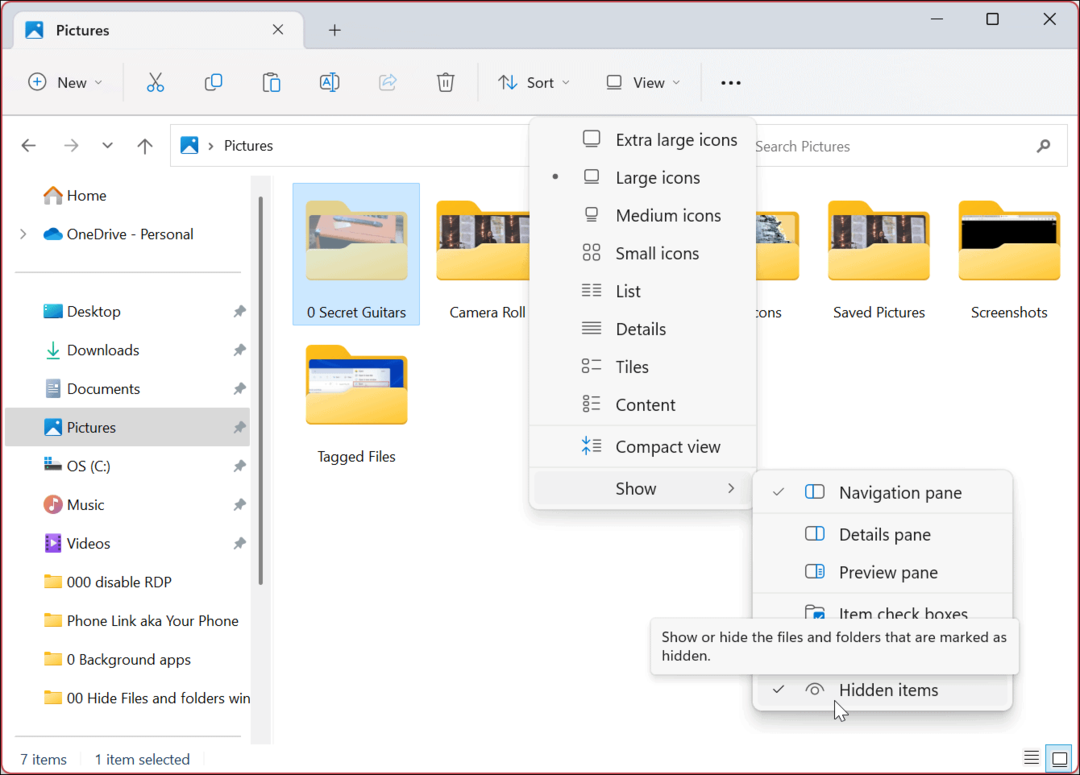 Dölj filer och mappar i Windows 11