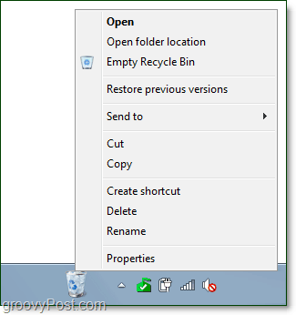 en helt fungerande papperskorg på aktivitetsfältet i Windows 7