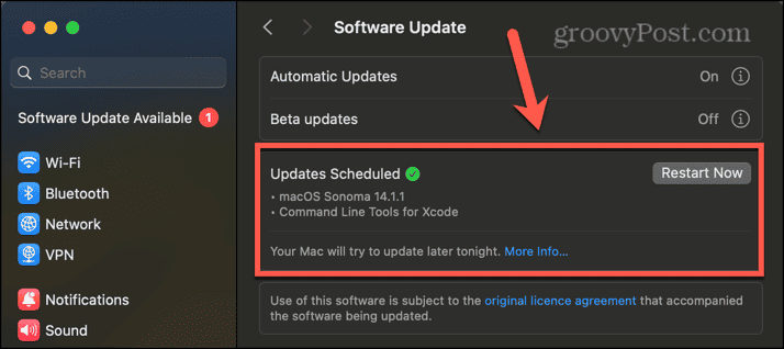 tillgängliga uppdateringar för mac