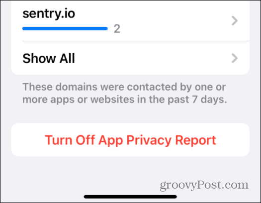 stäng av appens sekretessrapport