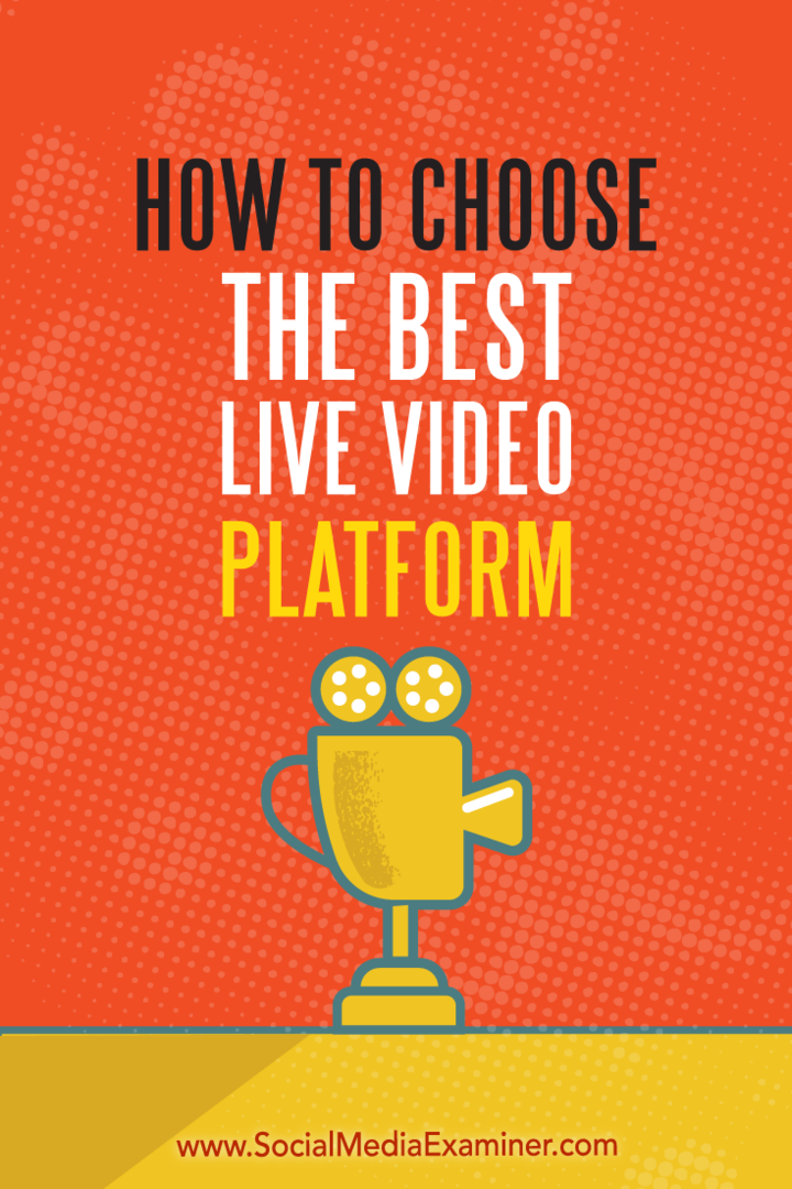 Hur man väljer den bästa livevideoplattformen av Joel Comm på Social Media Examiner.