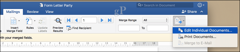 microsoft word for mac mail merge - redigera enskilda dokument