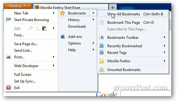 Återställ bokmärken Firefox 1