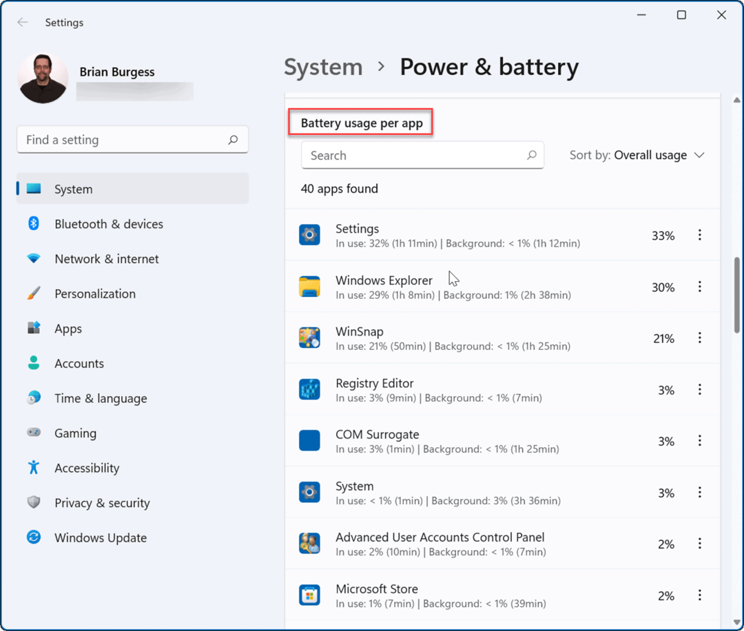 kontrollera återstående batteritid på Windows 11