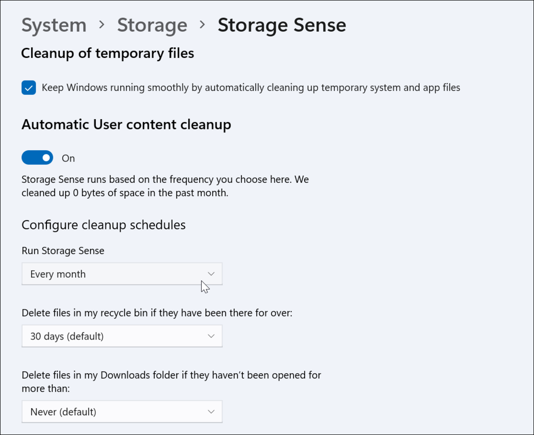 Så här aktiverar och konfigurerar du Storage Sense på Windows 11