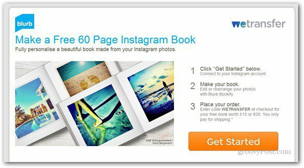WeTransfer erbjuder en gratis 60-sidas Instagram-fotobok