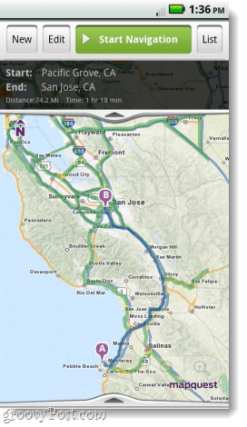 Mapquest för Android-appnavigering