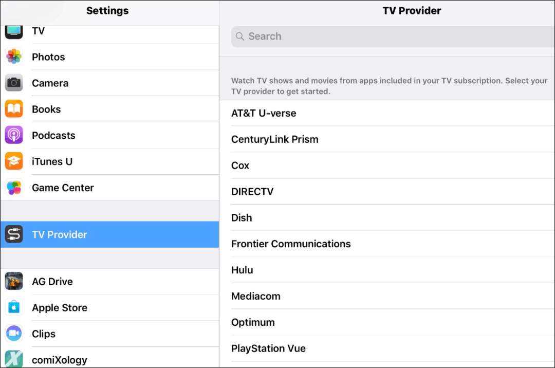 TV-leverantör iOS