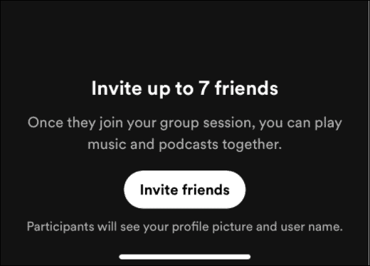 bjud in vänner-knappen lyssna på spotify med vänner