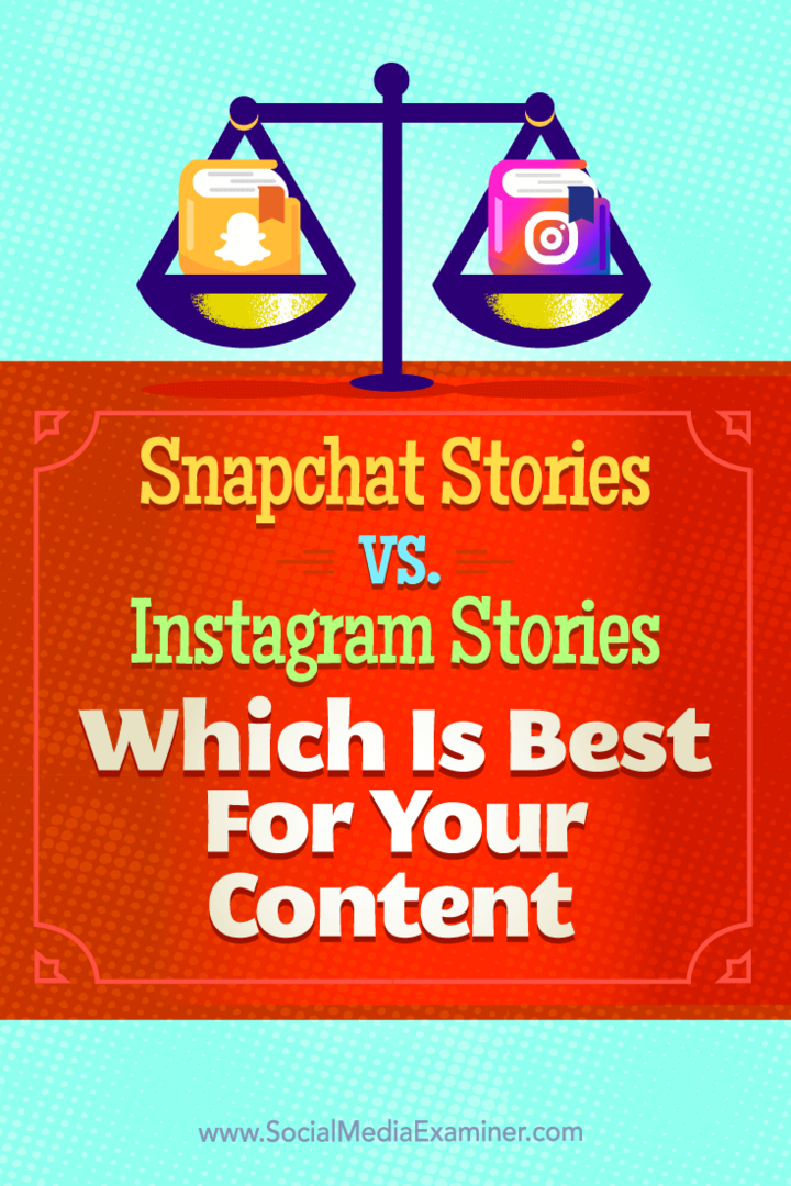 Tips om skillnader mellan Snapchat Stories och Instagram Stories, och vilka som är bäst för ditt innehåll.
