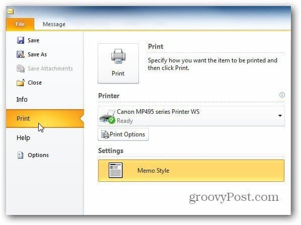 Outlook 2010: Skriv endast ut en sida i ett meddelande