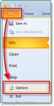 i Microsoft Outlook 2010, klicka på filbandet för att ange bakgrund och klicka sedan på alternativknappen
