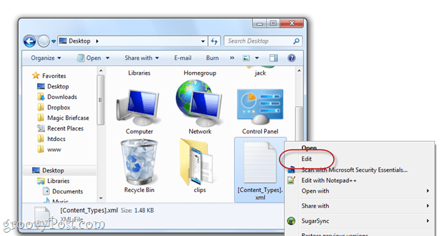 Hur man utforskar innehållet i en .docx-fil i Windows 7