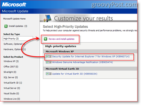 Hur du installerar uppdateringar med Microsoft Update