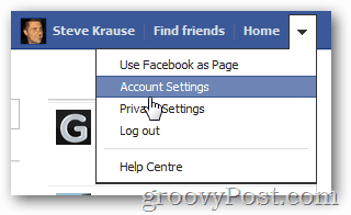 facebook klicka på kontoinställningar