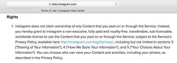 Instagrams användarvillkor beskriver licensen som du beviljar plattformen för ditt innehåll.