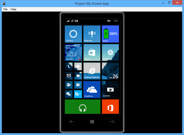 Windows Phone 8.1 Tillåter projiceringsskärm till en dator
