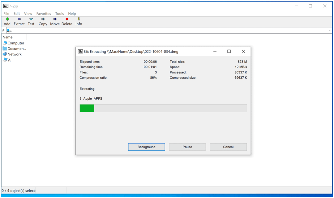 DMG-filer på Windows 10 extraherar DMG 