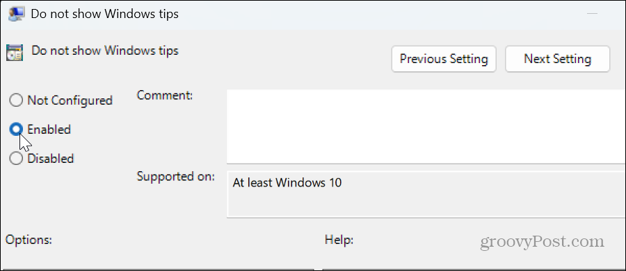 Inaktivera Windows 11 Tips och förslagsmeddelanden