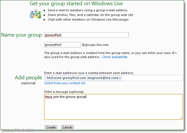 skapa en Windows Live-grupp