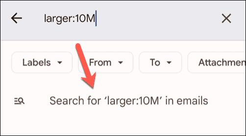Börja en Gmail-sökning på mobilen