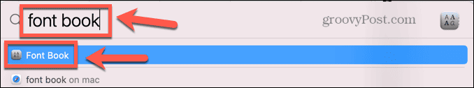 mac font boksökning i spotlight