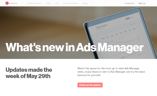Pinterest lanserade flera nya funktioner till Ads Manager veckan den 29 maj.