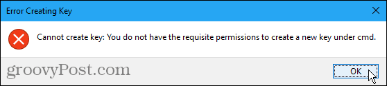 Det går inte att skapa nyckelfel i Windows-registret