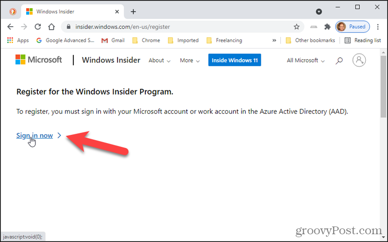 Logga in på Windows Insider-programmet