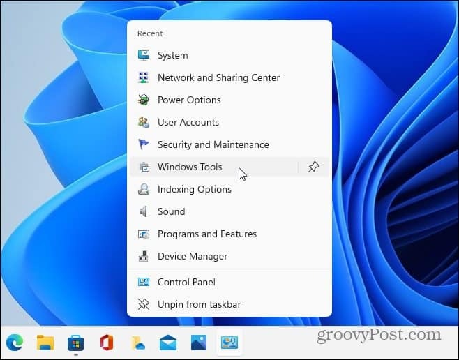 Öppna CPL -objekt Windows 11 -aktivitetsfältet