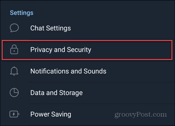 Sekretess- och säkerhetsinställningar i Telegram på Android
