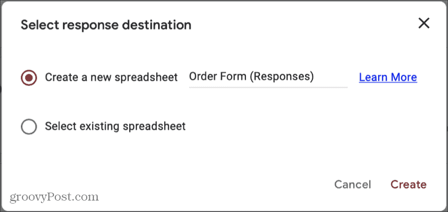 Google Forms Respons Destination