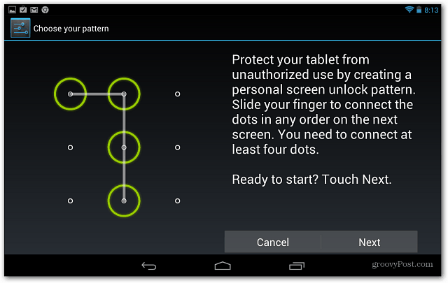 Ställ in ett skärmlås på Google Nexus 7 Tablet