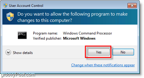 Windows 7 skärmdump - gå igenom cmd admin uac
