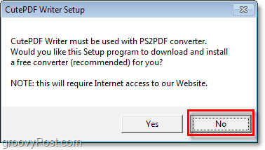 undvik att installera PS2PDF i Windows 7